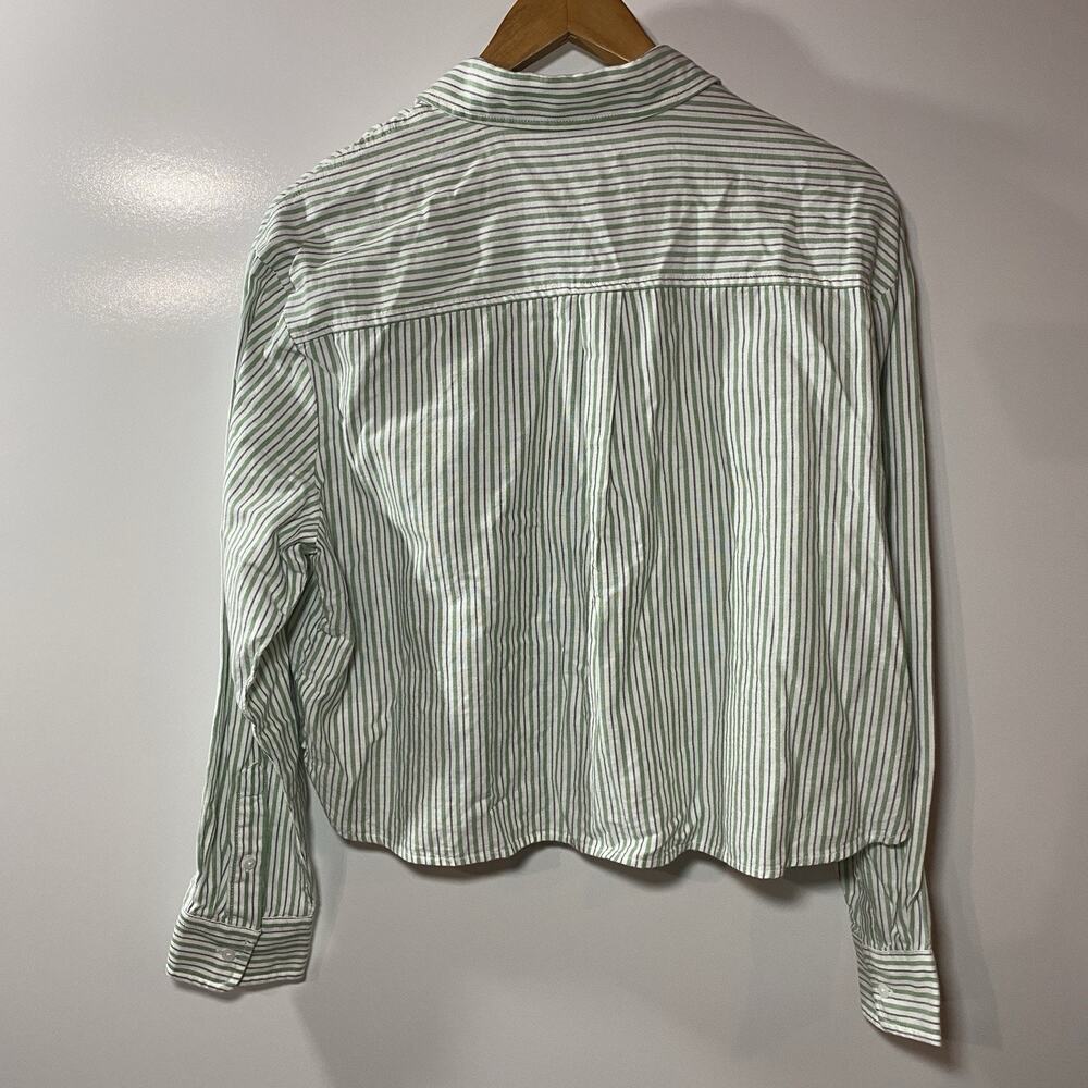 Old Navy The Cropped Stripped Cotton Shirt Large Preppy Relaxed Boxy Fit - Picture 3 of 7